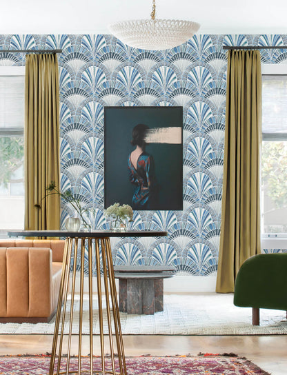 A-Street Prints Kaleidoscope Myla Wallpaper Sample - Blue