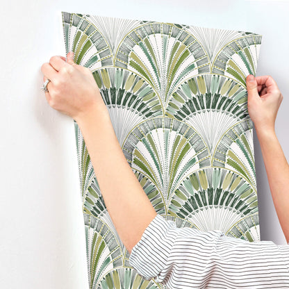 A-Street Prints Kaleidoscope Myla Wallpaper Sample - Green