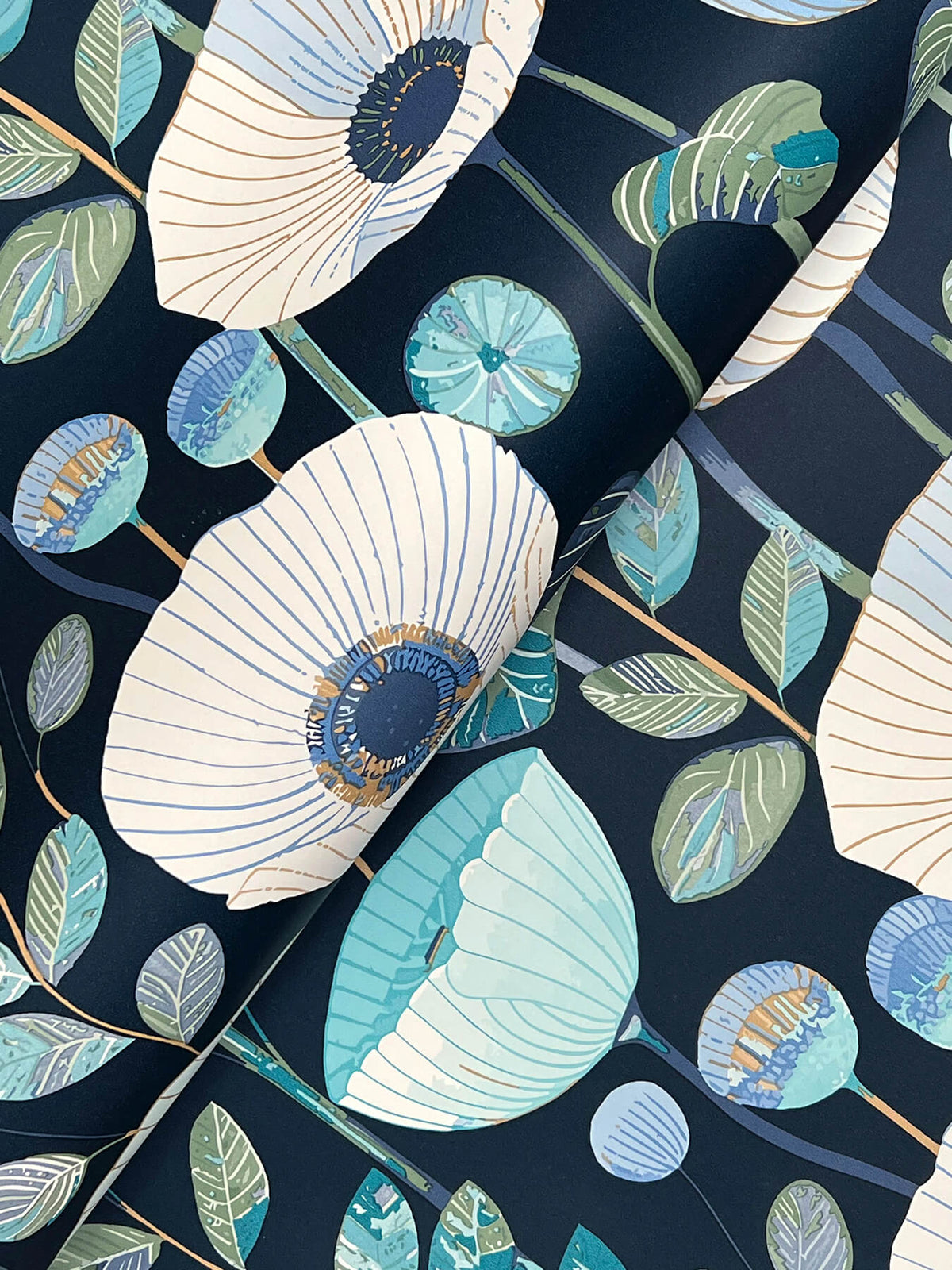 A-Street Prints Kaleidoscope Mindra Floral Wallpaper Sample - Indigo