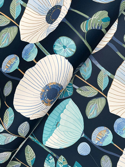 A-Street Prints Kaleidoscope Mindra Floral Wallpaper Sample - Indigo