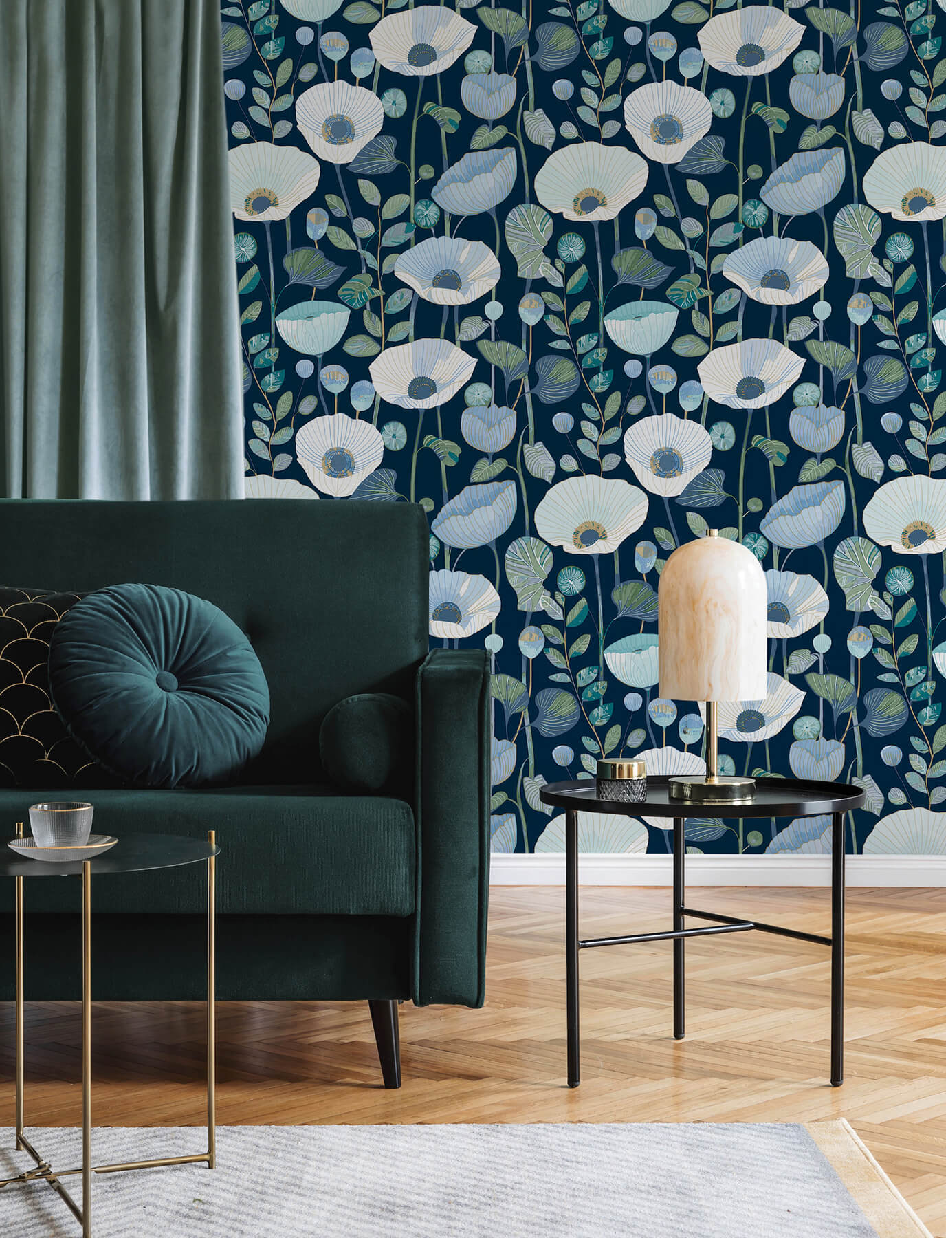 A-Street Prints Kaleidoscope Mindra Floral Wallpaper Sample - Indigo