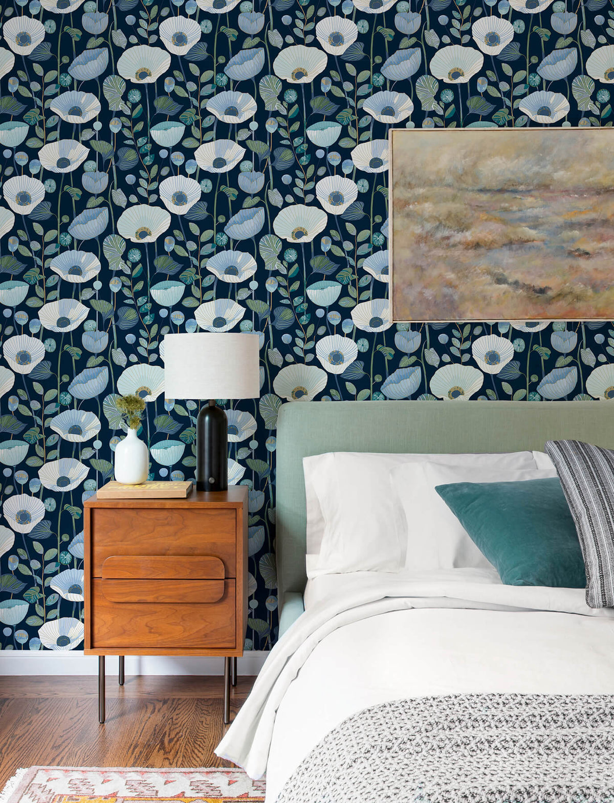 A-Street Prints Kaleidoscope Mindra Floral Wallpaper Sample - Indigo