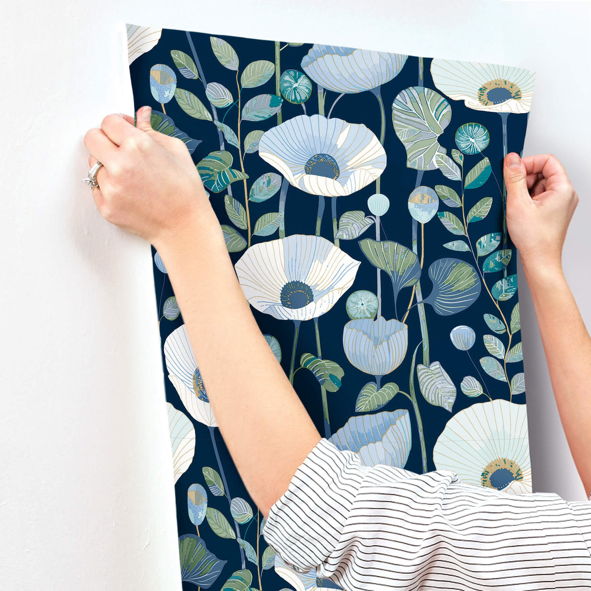 A-Street Prints Kaleidoscope Mindra Floral Wallpaper Sample - Indigo