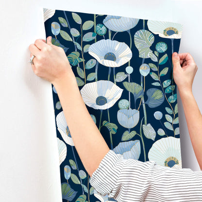A-Street Prints Kaleidoscope Mindra Floral Wallpaper Sample - Indigo