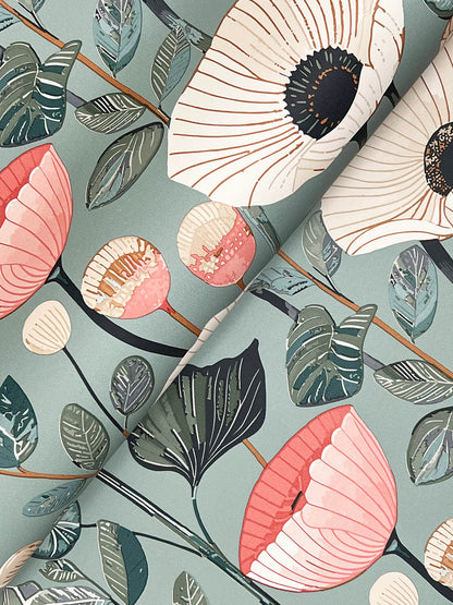A-Street Prints Kaleidoscope Mindra Floral Wallpaper Sample - Light Blue