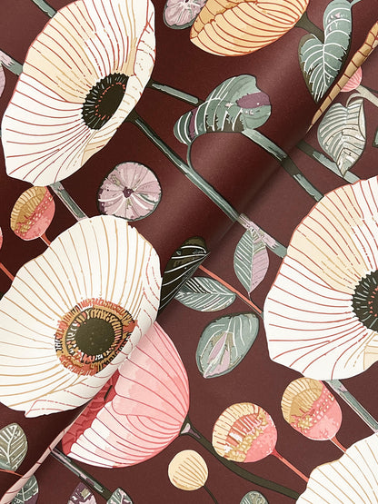 A-Street Prints Kaleidoscope Mindra Floral Wallpaper - Maroon