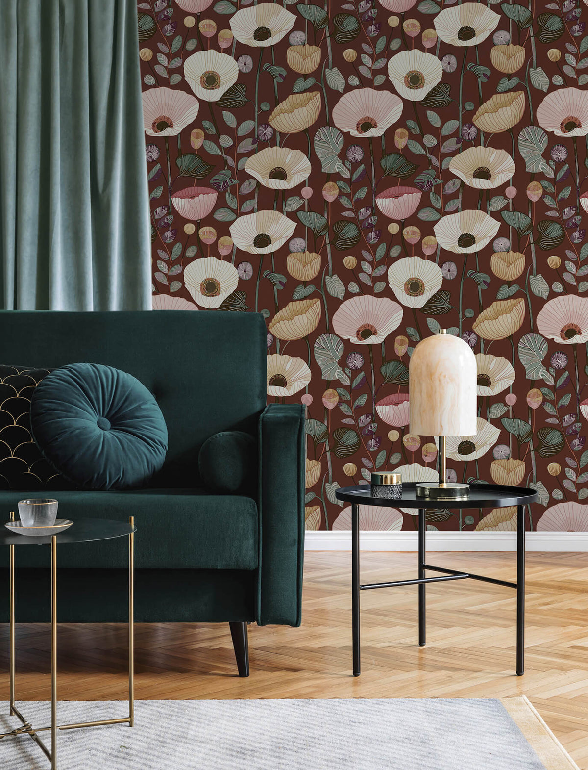 A-Street Prints Kaleidoscope Mindra Floral Wallpaper - Maroon