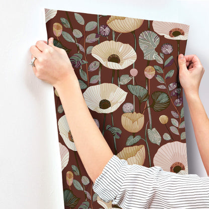 A-Street Prints Kaleidoscope Mindra Floral Wallpaper - Maroon