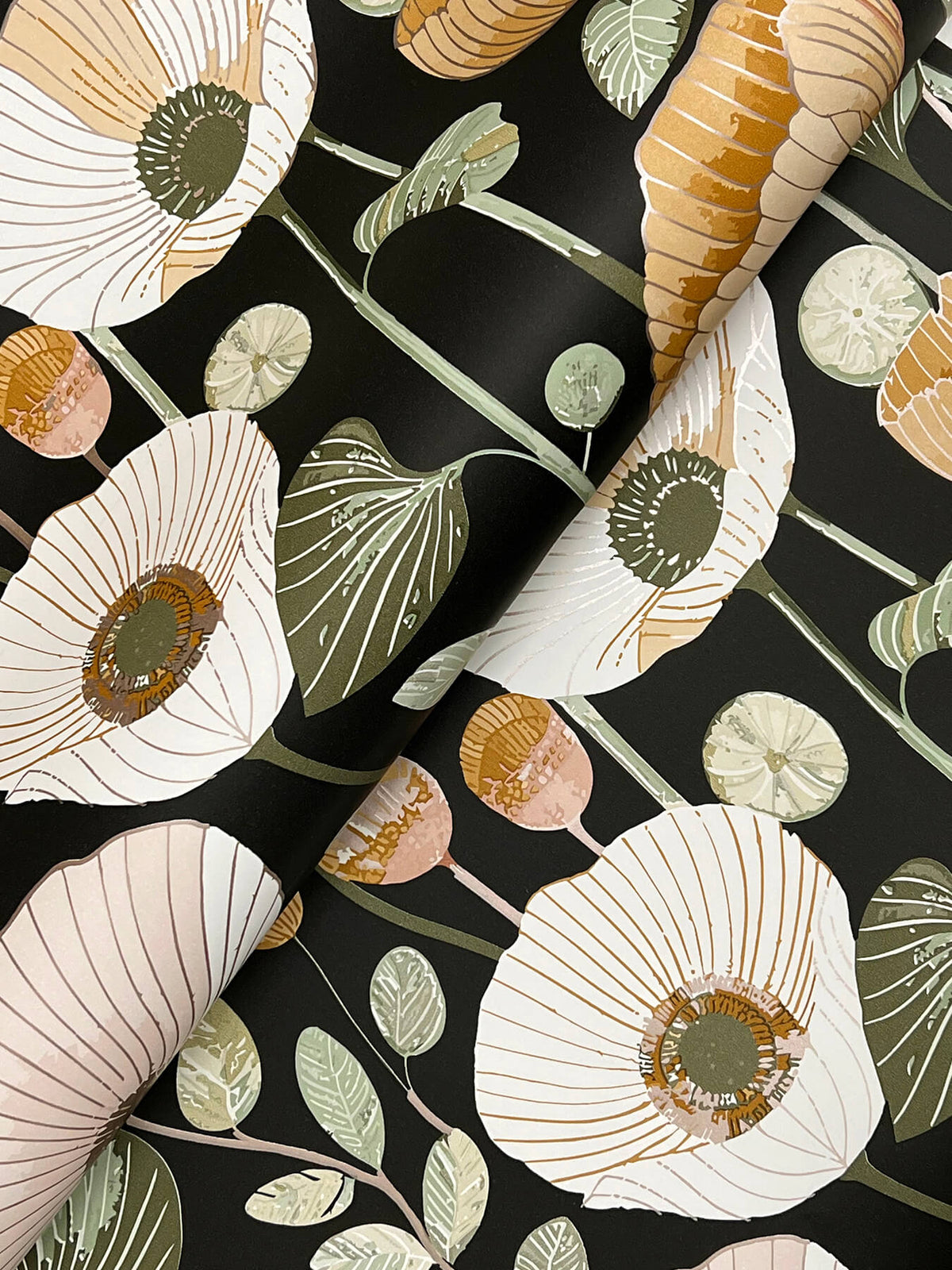 A-Street Prints Kaleidoscope Mindra Floral Wallpaper Sample - Black