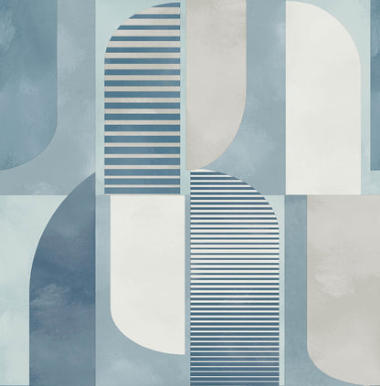 A-Street Prints Kaleidoscope Otto Geometric Wallpaper Sample - Blue