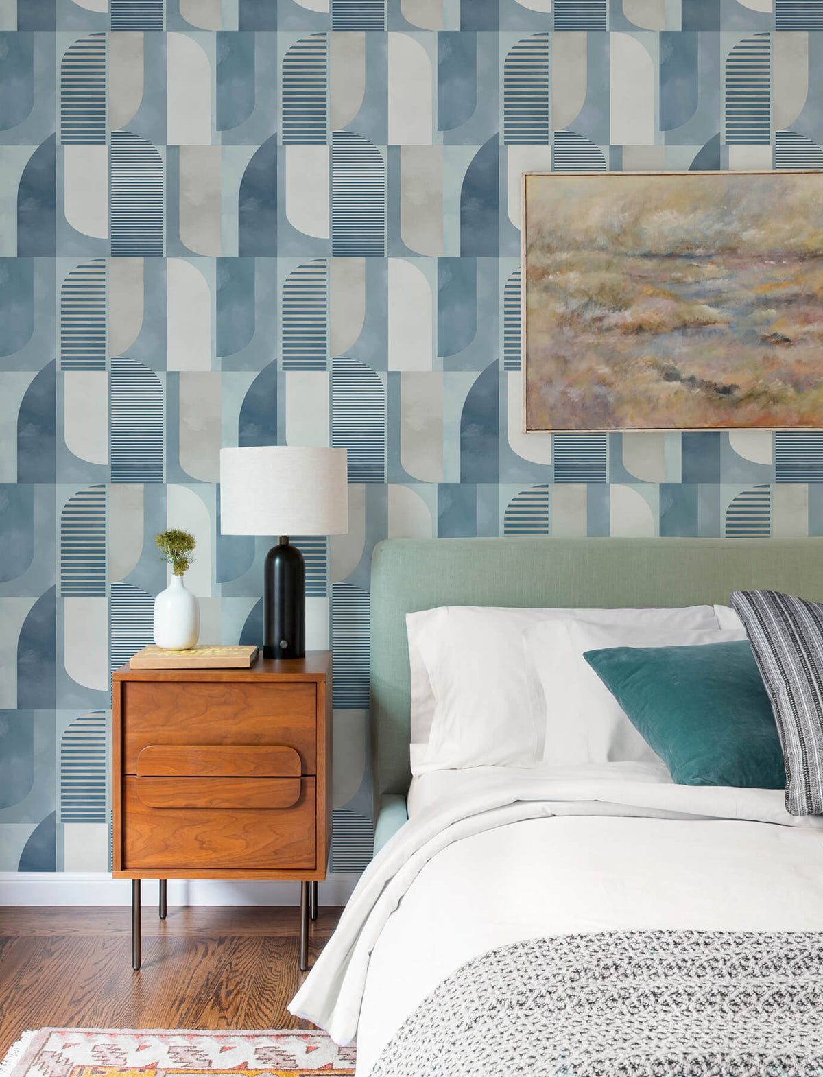 A-Street Prints Kaleidoscope Otto Geometric Wallpaper Sample - Blue