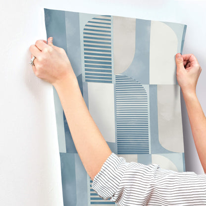 A-Street Prints Kaleidoscope Otto Geometric Wallpaper Sample - Blue