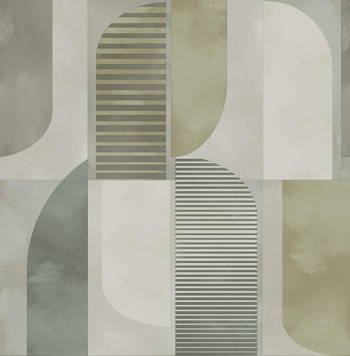 A-Street Prints Kaleidoscope Otto Geometric Wallpaper Sample - Green