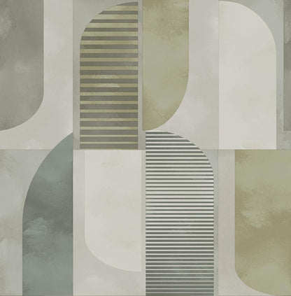 A-Street Prints Kaleidoscope Otto Geometric Wallpaper Sample - Green