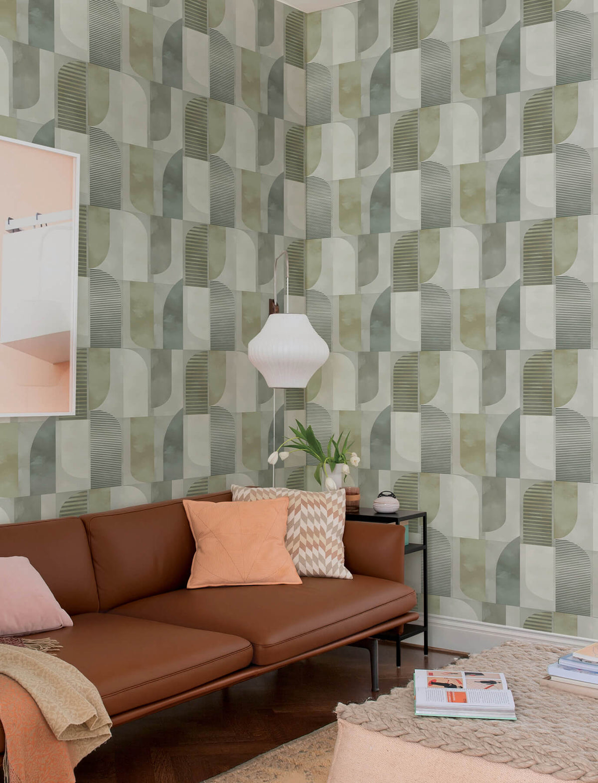 A-Street Prints Kaleidoscope Otto Geometric Wallpaper Sample - Green