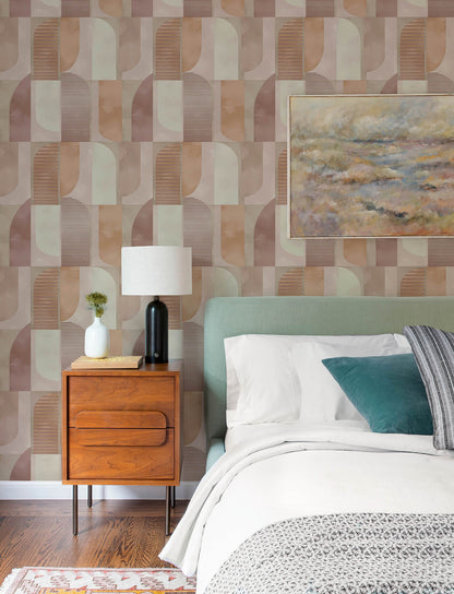 A-Street Prints Kaleidoscope Otto Geometric Wallpaper Sample - Raspberry