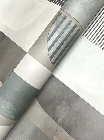 A-Street Prints Kaleidoscope Otto Geometric Wallpaper Sample - Slate