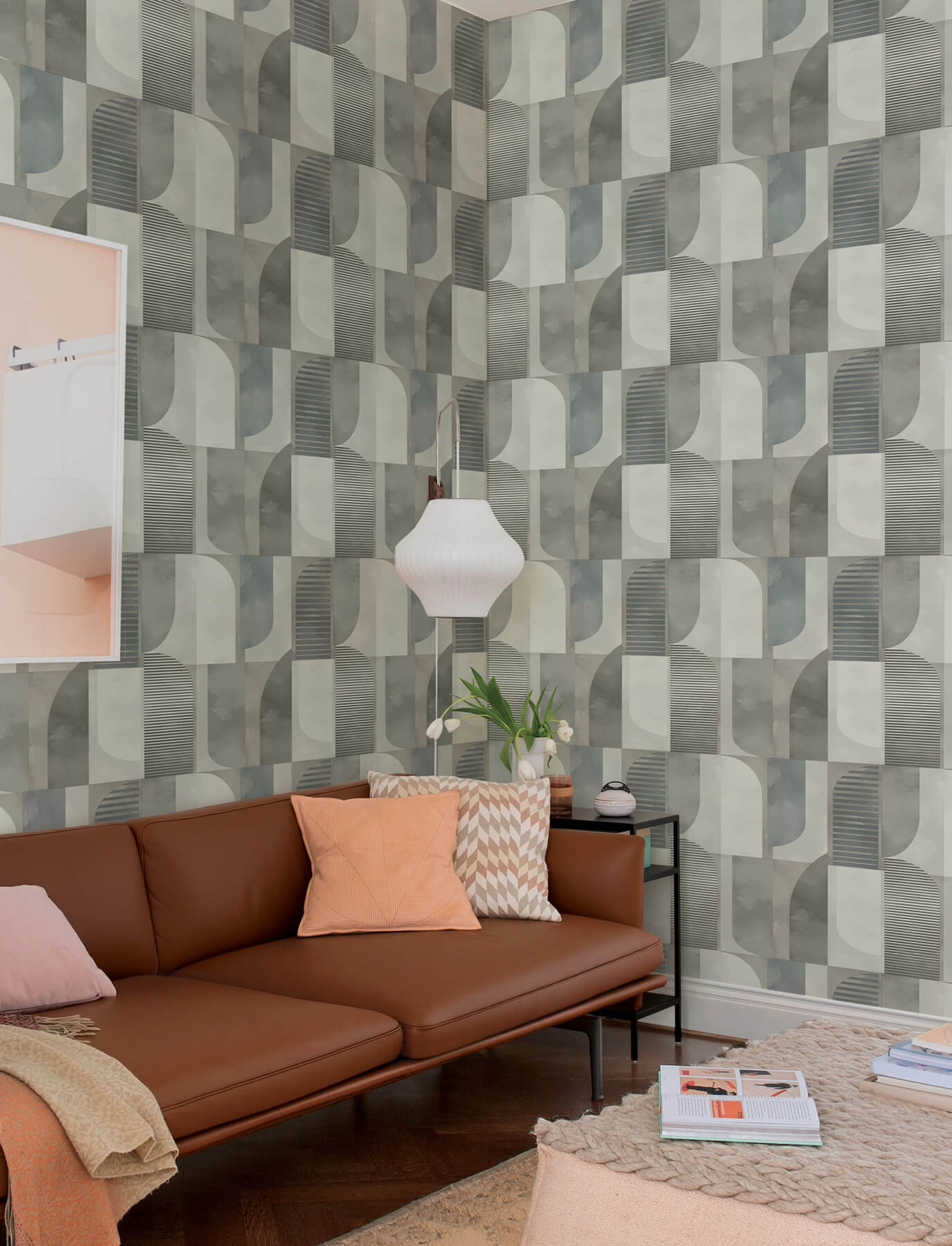 A-Street Prints Kaleidoscope Otto Geometric Wallpaper Sample - Slate