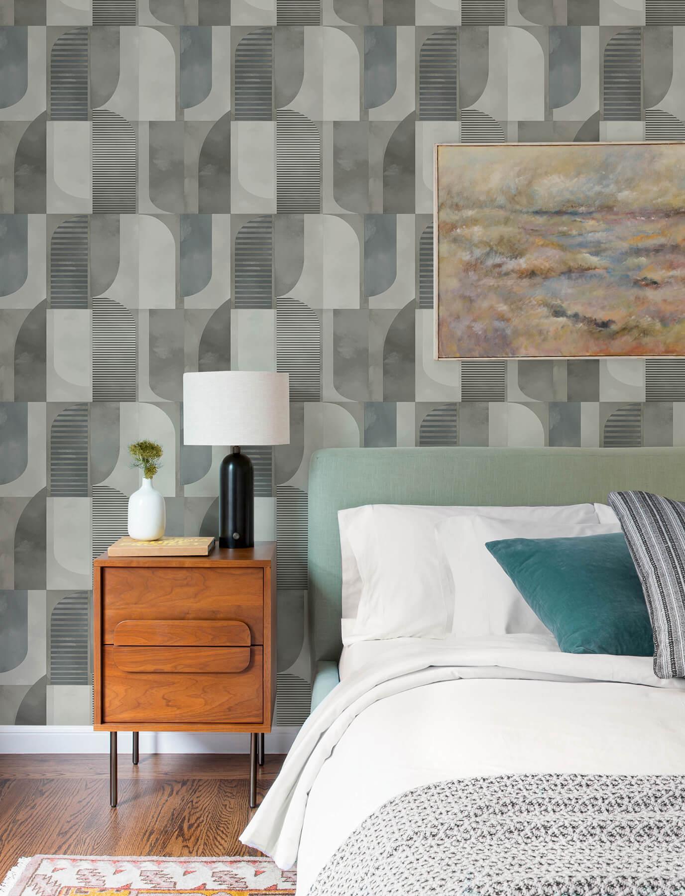 A-Street Prints Kaleidoscope Otto Geometric Wallpaper Sample - Slate