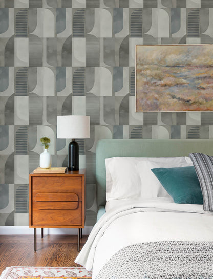 A-Street Prints Kaleidoscope Otto Geometric Wallpaper Sample - Slate