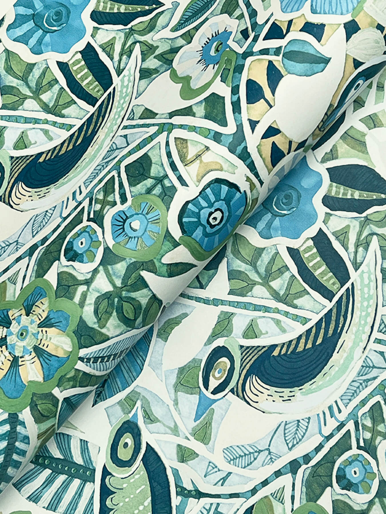 A-Street Prints Kaleidoscope Manette Birds Wallpaper Sample - Green