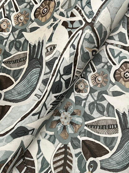 A-Street Prints Kaleidoscope Manette Birds Wallpaper Sample - Slate