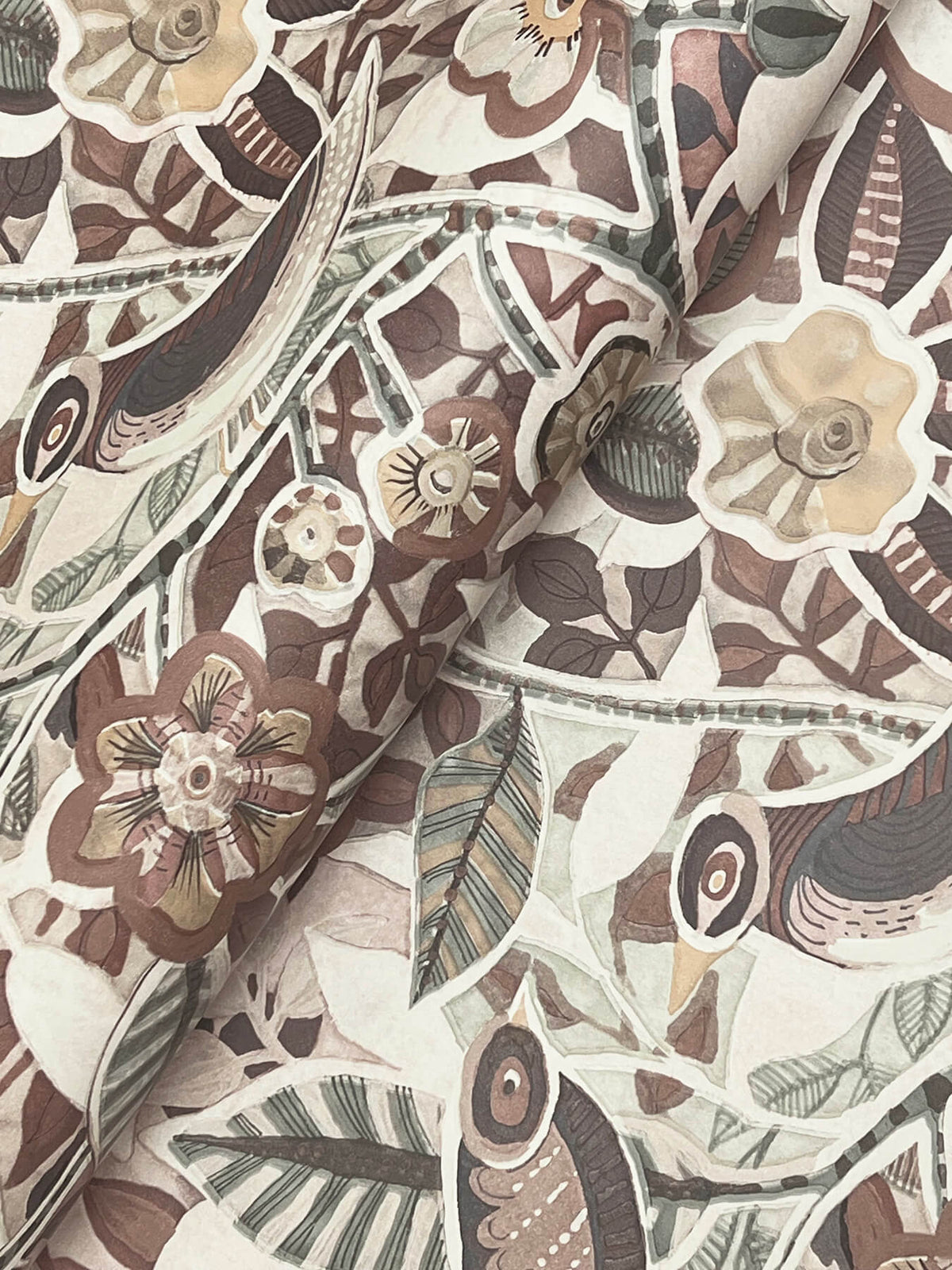 A-Street Prints Kaleidoscope Manette Birds Wallpaper Sample - Plum