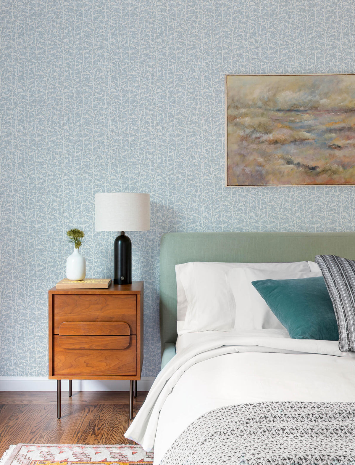 A-Street Prints Kaleidoscope Layton Vines Wallpaper Sample - Light Blue