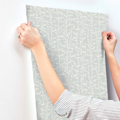 A-Street Prints Kaleidoscope Layton Vines Wallpaper Sample - Light Blue