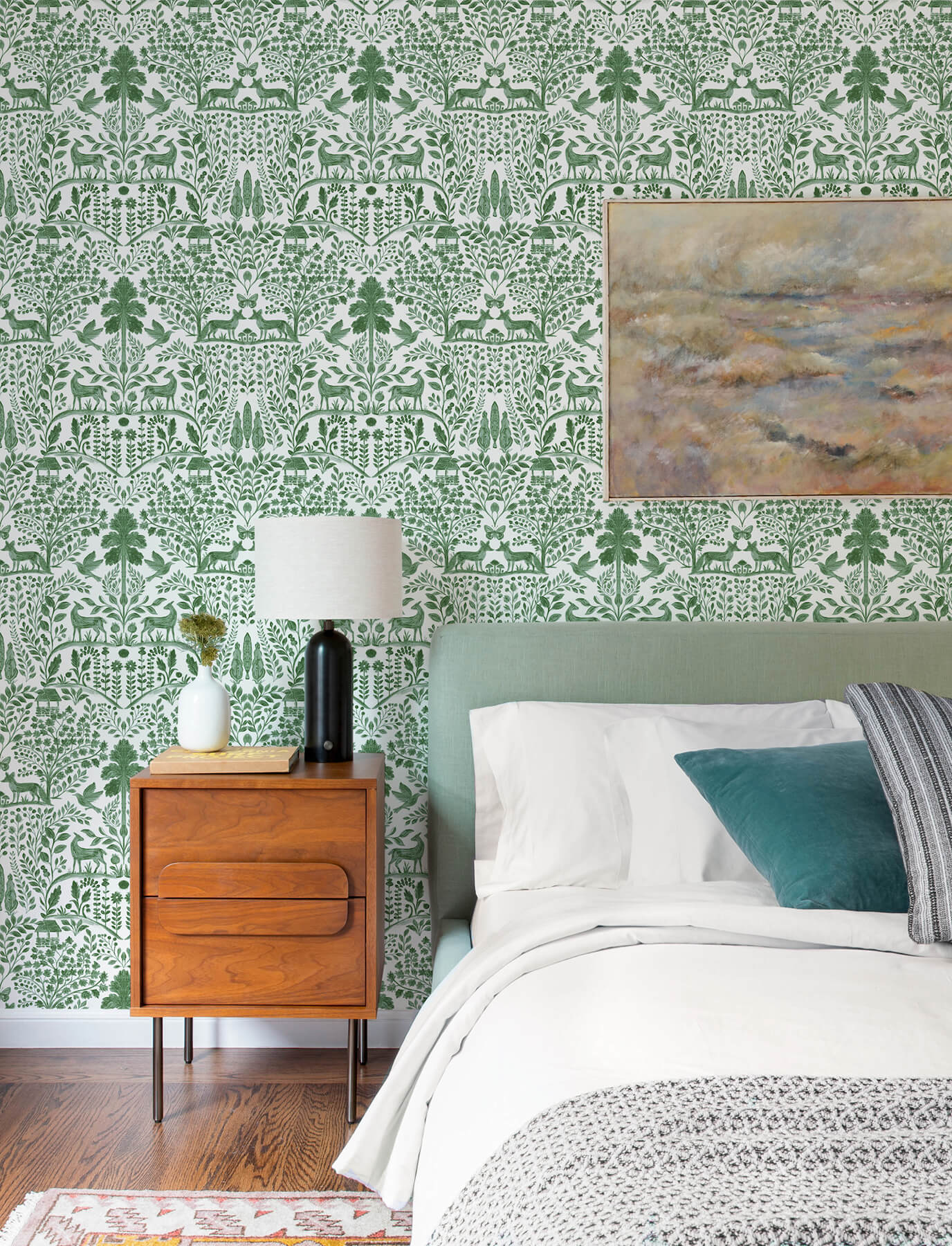 A-Street Prints Kaleidoscope Anoki Woodlands Wallpaper Sample - Green