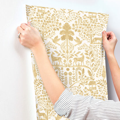 A-Street Prints Kaleidoscope Anoki Woodlands Wallpaper Sample - Yellow