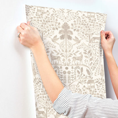 A-Street Prints Kaleidoscope Anoki Woodlands Wallpaper Sample - Beige