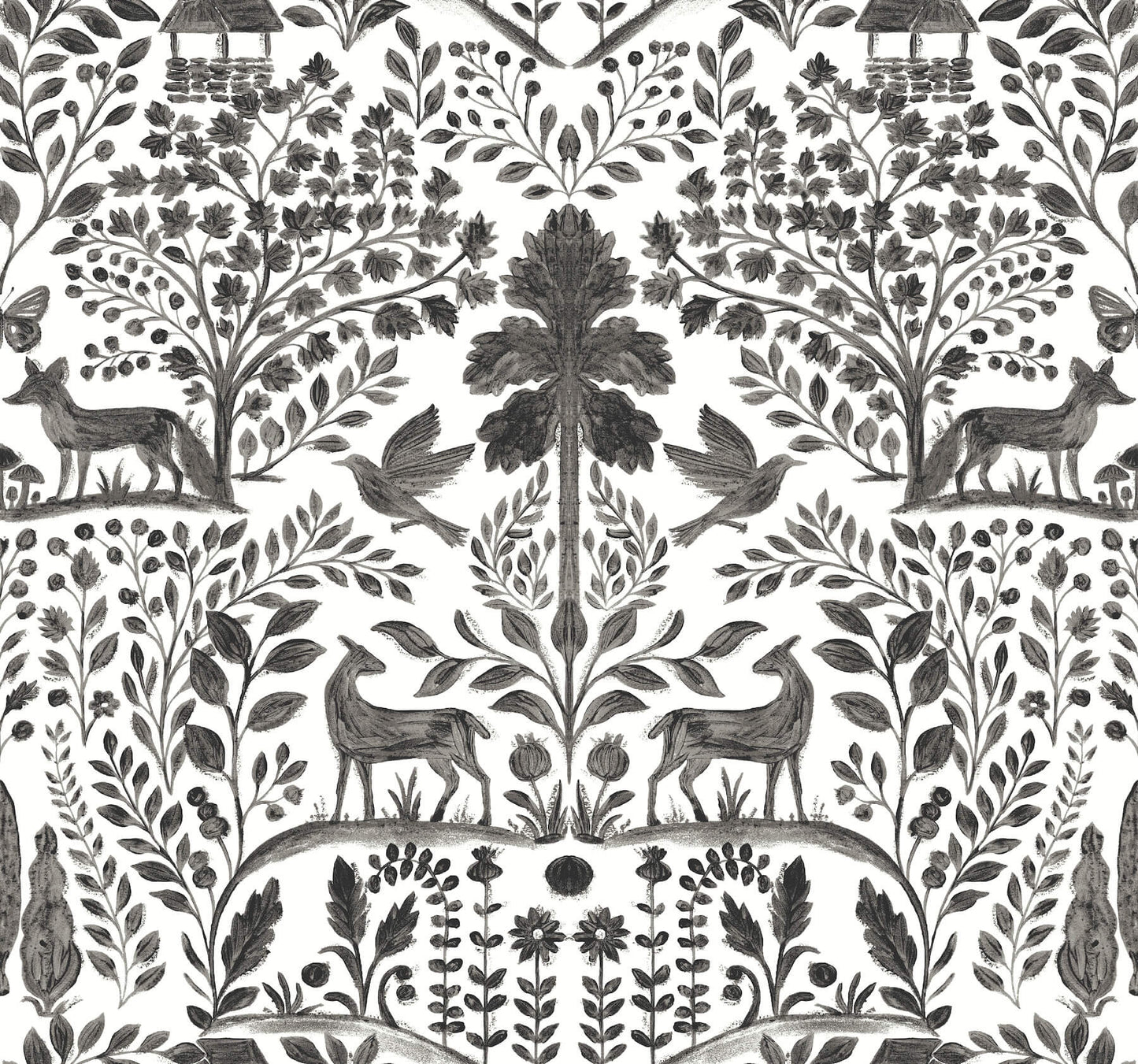 A-Street Prints Kaleidoscope Anoki Woodlands Wallpaper Sample - Black