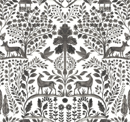 A-Street Prints Kaleidoscope Anoki Woodlands Wallpaper Sample - Black