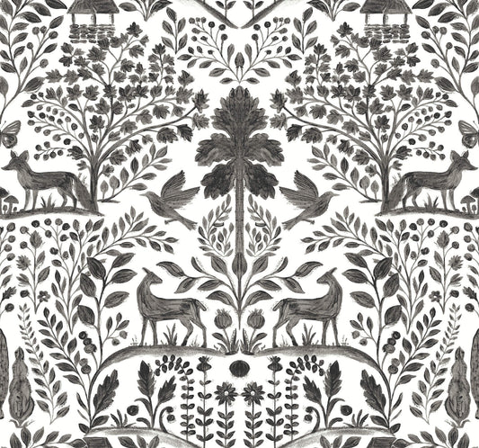 A-Street Prints Kaleidoscope Anoki Woodlands Wallpaper - Black