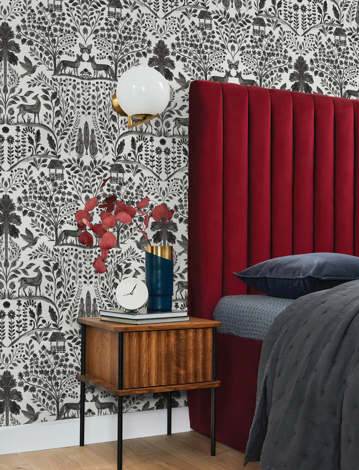 A-Street Prints Kaleidoscope Anoki Woodlands Wallpaper Sample - Black