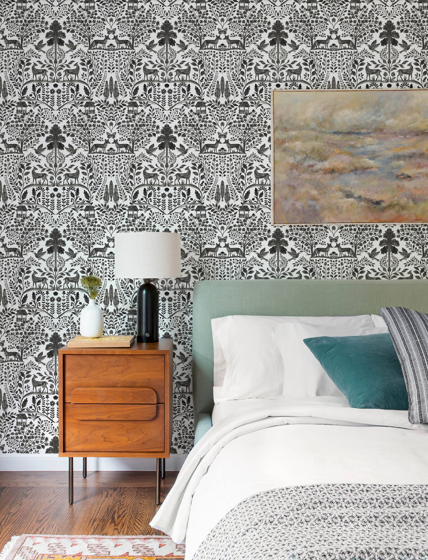 A-Street Prints Kaleidoscope Anoki Woodlands Wallpaper Sample - Black