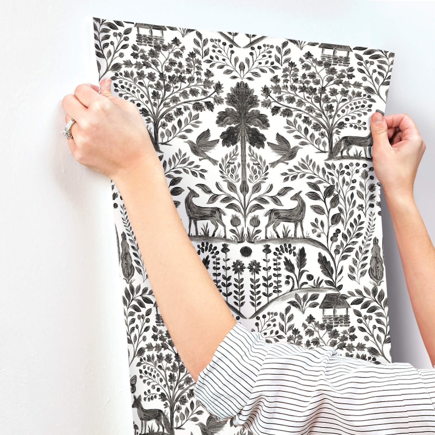 A-Street Prints Kaleidoscope Anoki Woodlands Wallpaper Sample - Black