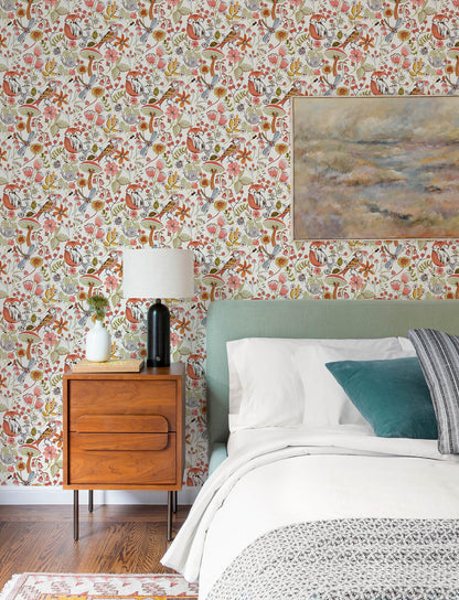 A-Street Prints Kaleidoscope Wonder Animals Wallpaper Sample - Orange