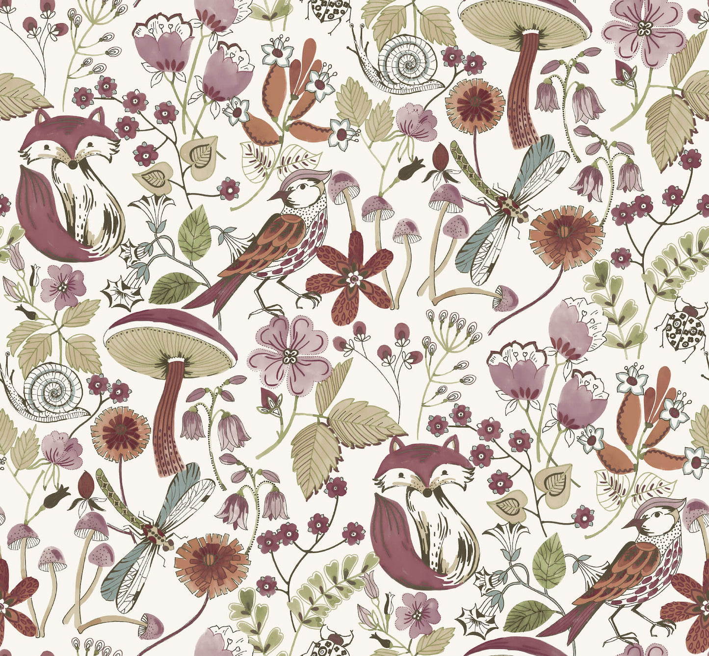 A-Street Prints Kaleidoscope Wonder Animals Wallpaper Sample - Plum