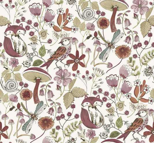 A-Street Prints Kaleidoscope Wonder Animals Wallpaper - Plum