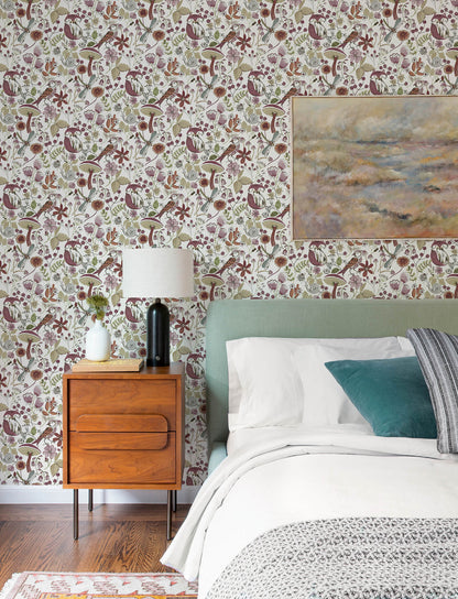 A-Street Prints Kaleidoscope Wonder Animals Wallpaper Sample - Plum