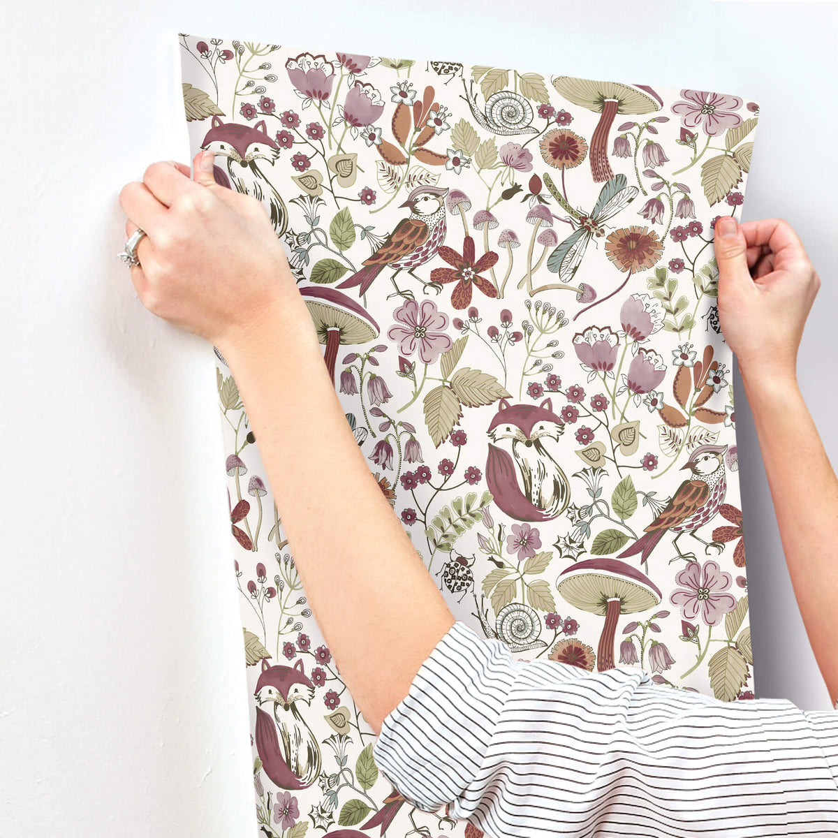 A-Street Prints Kaleidoscope Wonder Animals Wallpaper Sample - Plum