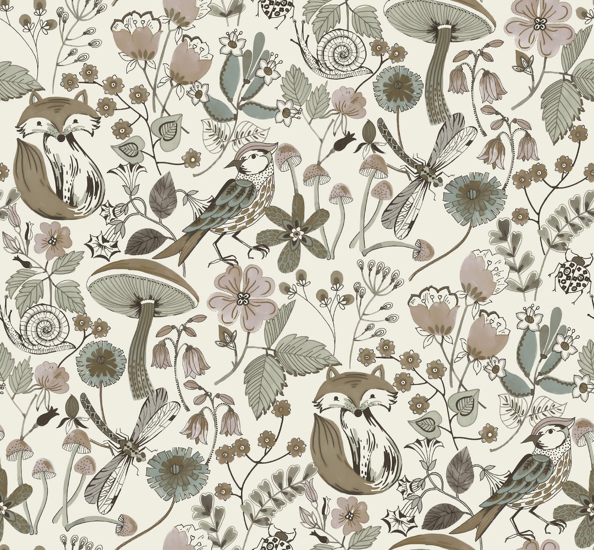 A-Street Prints Kaleidoscope Wonder Animals Wallpaper Sample - Chocolate