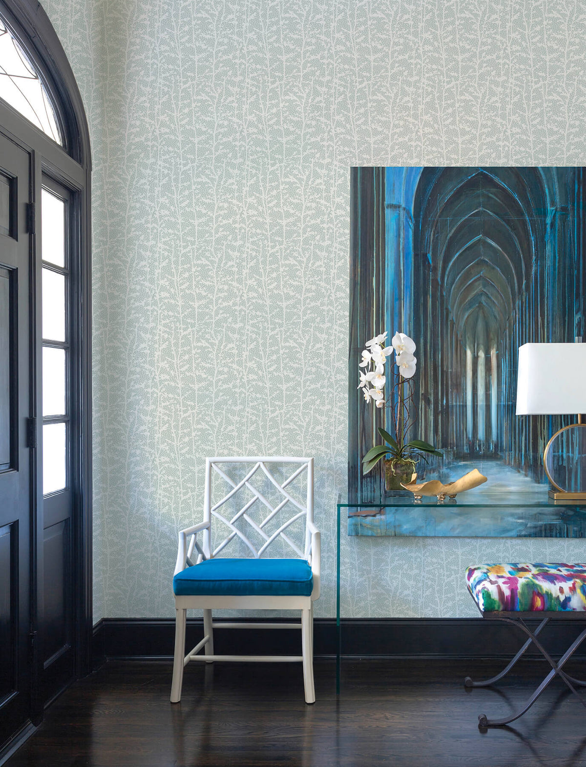 A-Street Prints Kaleidoscope Layton Vines Wallpaper Sample - Sage