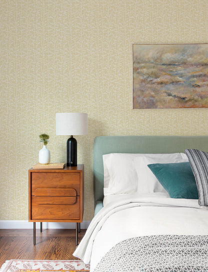 A-Street Prints Kaleidoscope Layton Vines Wallpaper Sample - Butter
