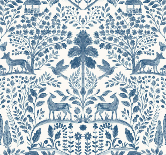 A-Street Prints Kaleidoscope Anoki Woodlands Wallpaper - Blue