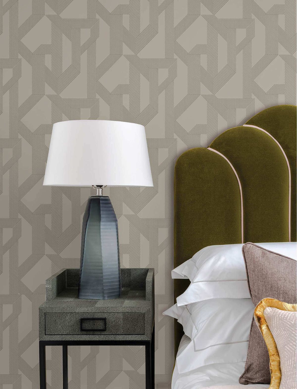 A-Street Prints Moderne Deco Franz Geometric Wallpaper - Dove