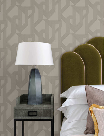 A-Street Prints Moderne Deco Franz Geometric Wallpaper - Dove