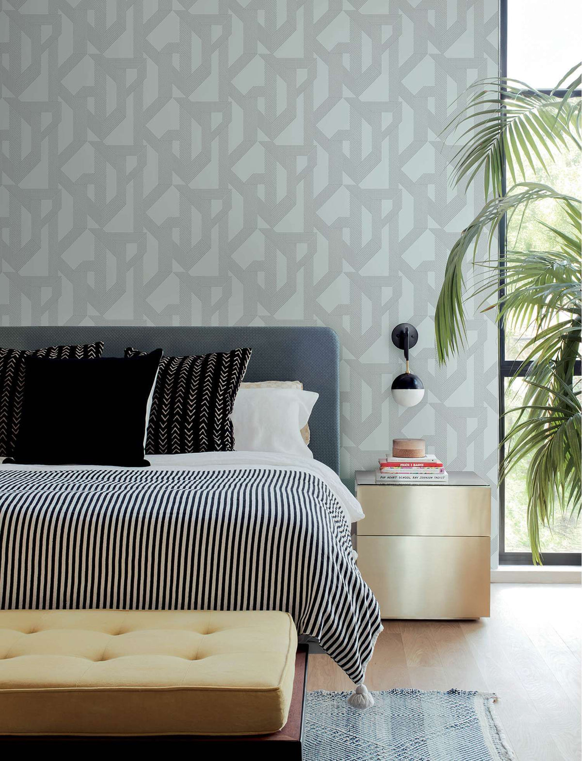 A-Street Prints Moderne Deco Franz Geometric Wallpaper - Light Blue